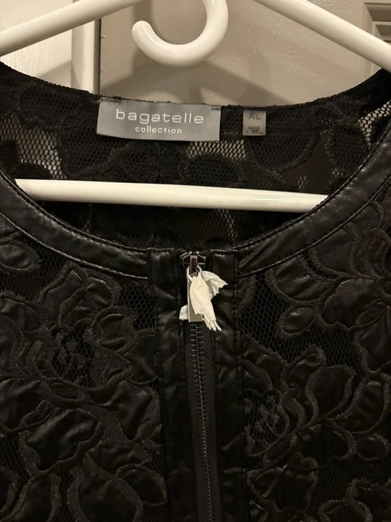 bagatelle Black Floral Lace Zip Front Jacket - Picture 2 of 3